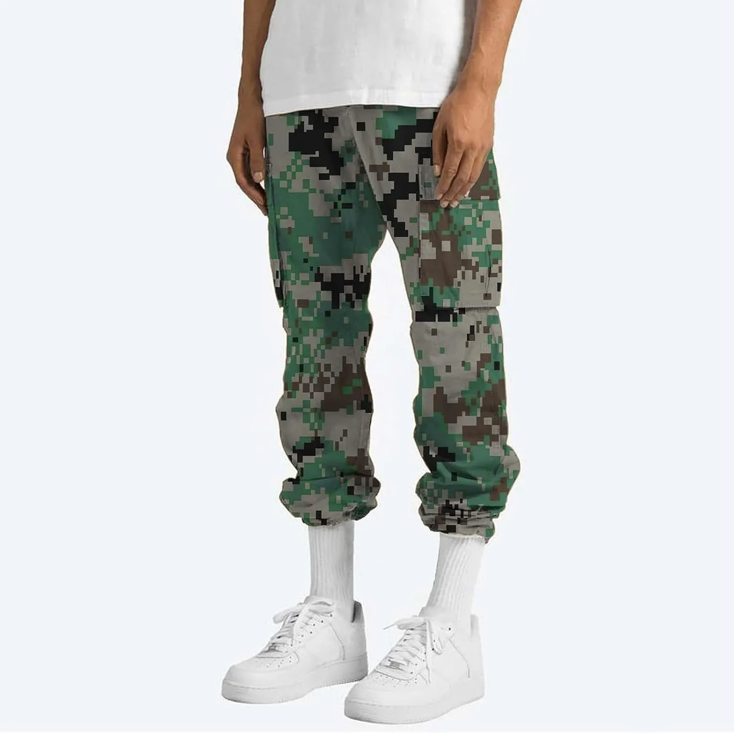 Hulpvktsgiq Men Camo Joggers Sweatpants Casual Lightweight Hiking Outdoor Trouser Streetwear Straight Leg Pants with Pockets