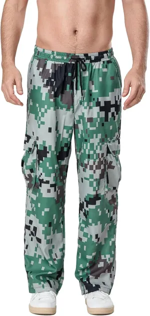 Hulpvktsgiq Men Camo Joggers Sweatpants Casual Lightweight Hiking Outdoor Trouser Streetwear Straight Leg Pants with Pockets