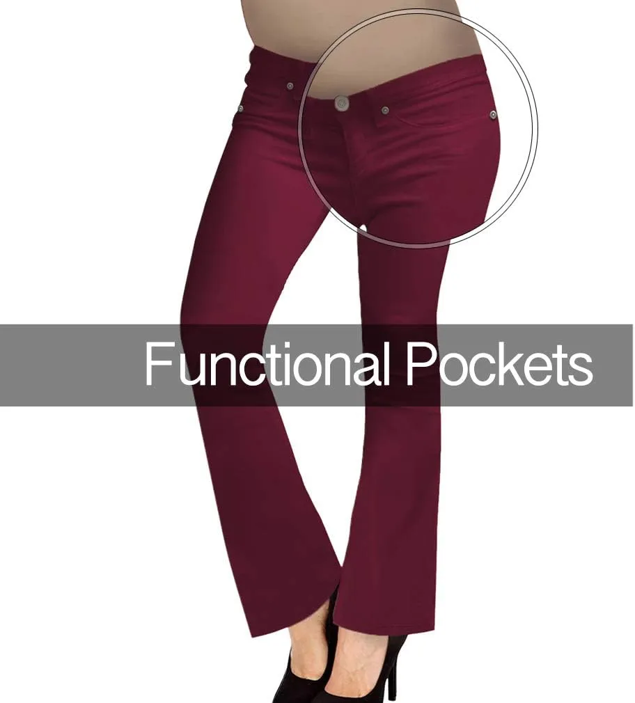 Hybrid & Company Super Comfy Stretch Women's Maternity Bootcut Jeans with Real Pockets