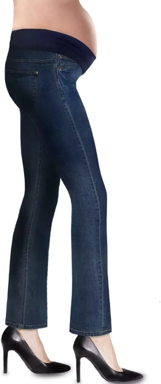 Hybrid & Company Super Comfy Stretch Women's Maternity Bootcut Jeans with Real Pockets