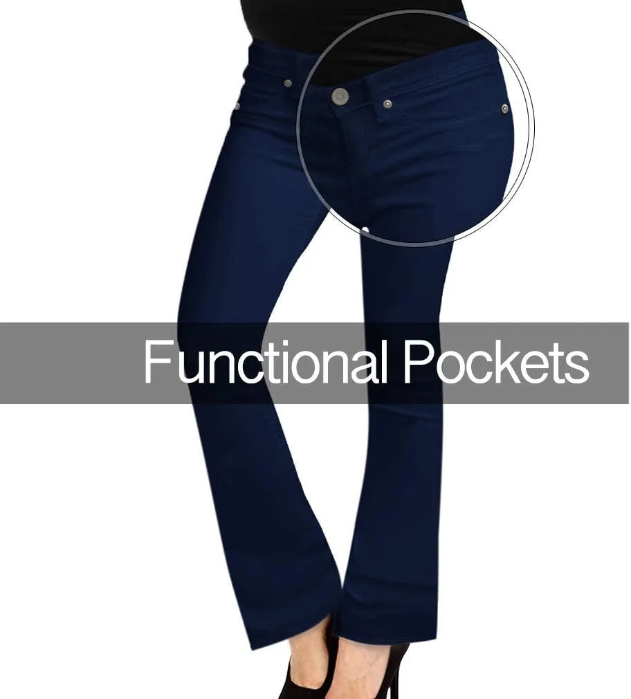 Hybrid & Company Super Comfy Stretch Women's Maternity Bootcut Jeans with Real Pockets