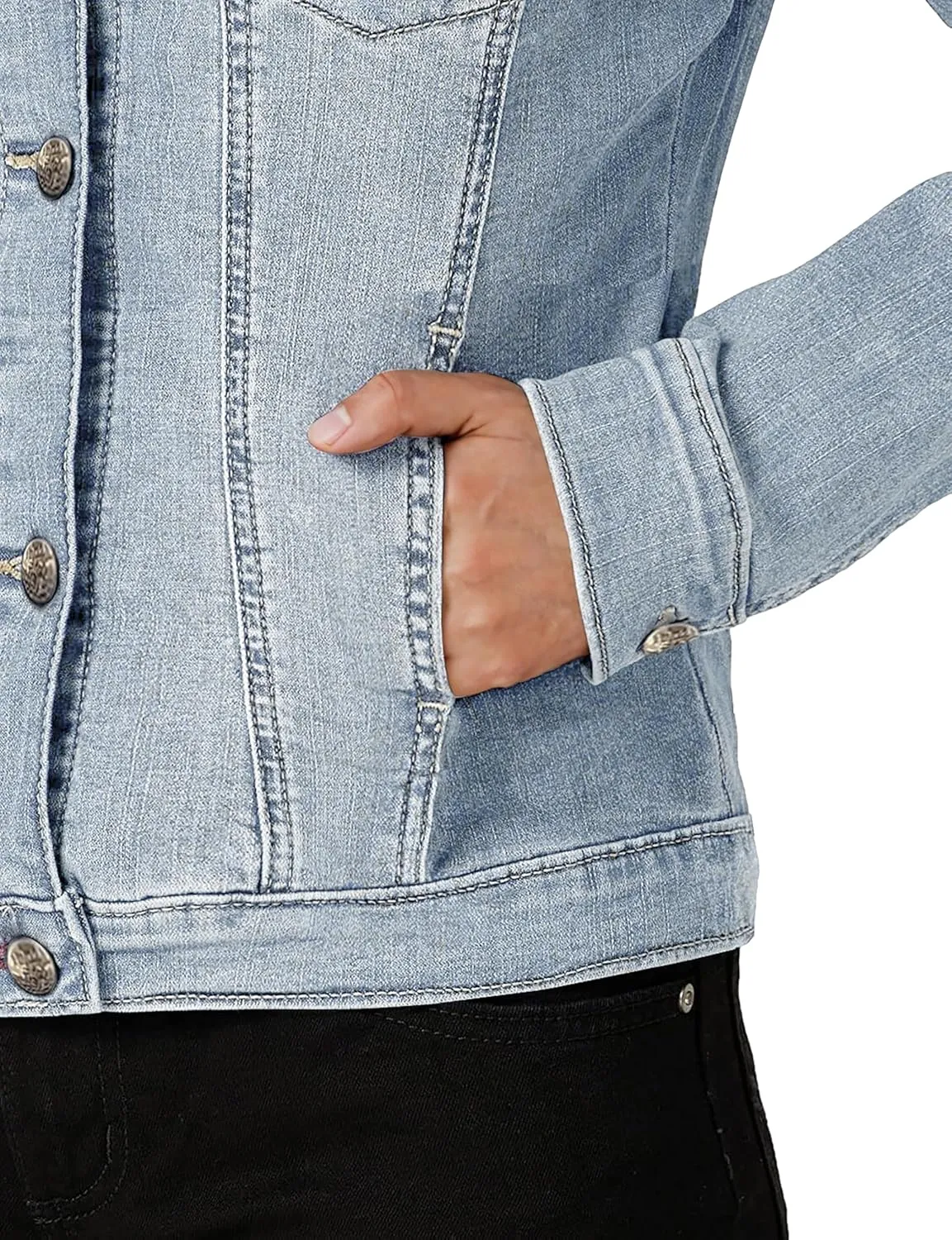 Hybrid & Company Women's Long Sleeve Denim Jackets Basic Button Down Jean Jacket with Pockets