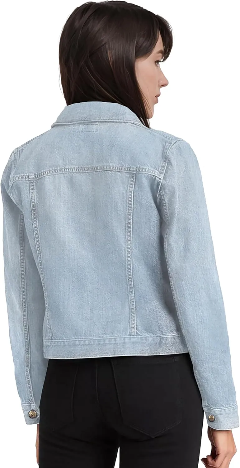 Hybrid & Company Women's Long Sleeve Denim Jackets Basic Button Down Jean Jacket with Pockets