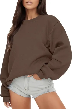 iLH Sweatshirts for Women Fall Fashion 2023 Casual Loose Pullover Crewneck Long Sleeve Oversized Blouses Tops