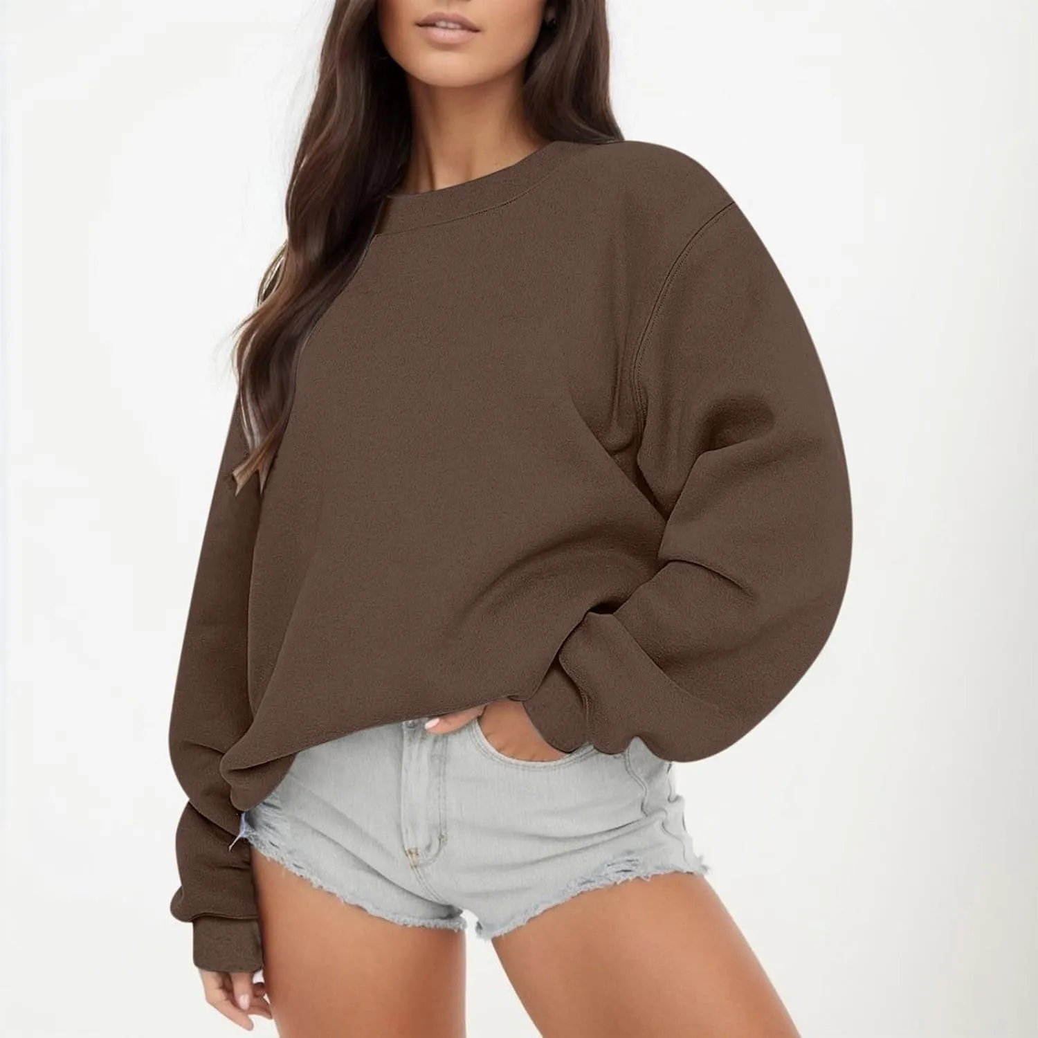 iLH Sweatshirts for Women Fall Fashion 2023 Casual Loose Pullover Crewneck Long Sleeve Oversized Blouses Tops