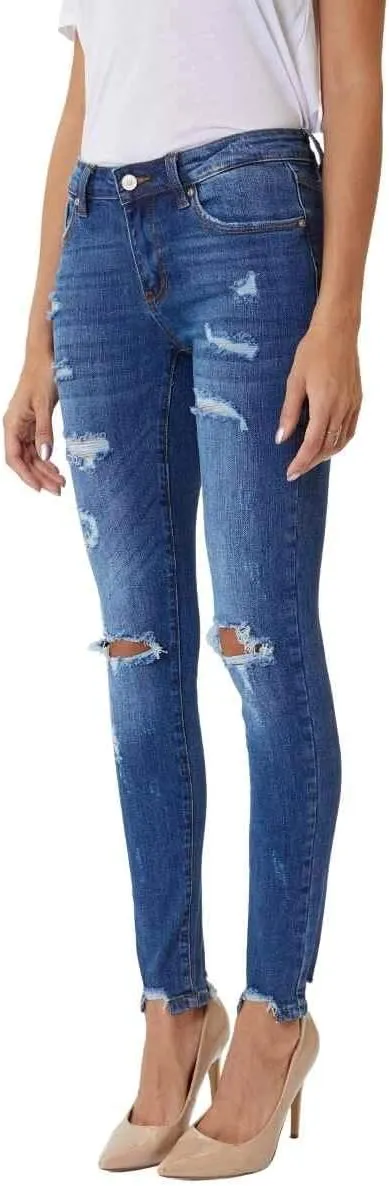 Kancan Women's High Rise Distressed Mom Jeans - KC9198L
