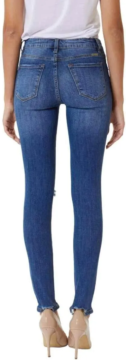 Kancan Women's High Rise Distressed Mom Jeans - KC9198L