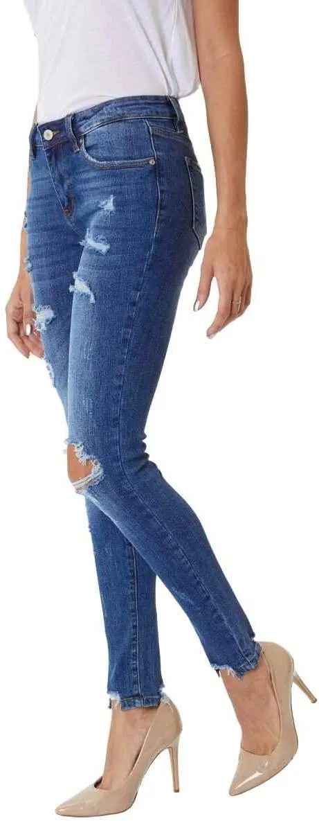 Kancan Women's High Rise Distressed Mom Jeans - KC9198L