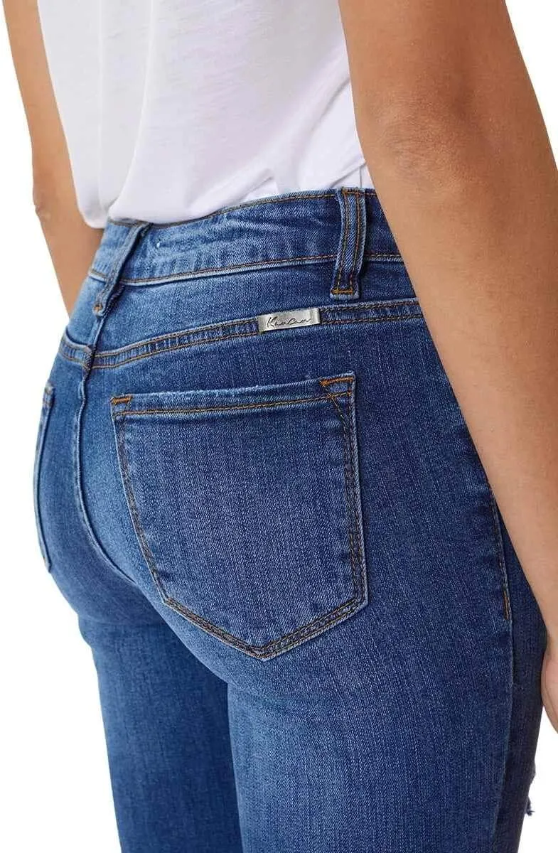 Kancan Women's High Rise Distressed Mom Jeans - KC9198L