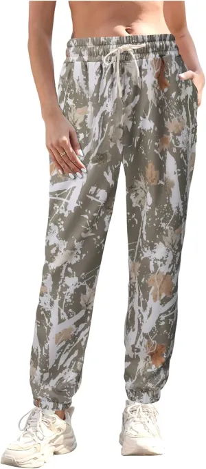 Kissonic Casual Camo Sweatpants for Women Elastic High Waisted Trendy Joggers Pants with Pockets