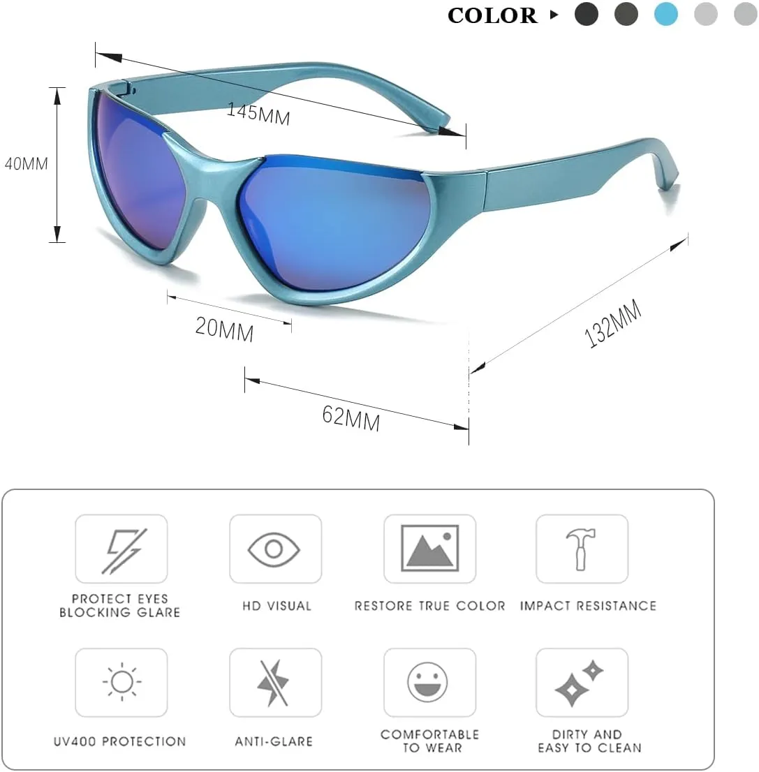 LASPOR Wrap Around Sport Sunglasses for Women Men Sport Shades Glasses Y2K Sunglasses