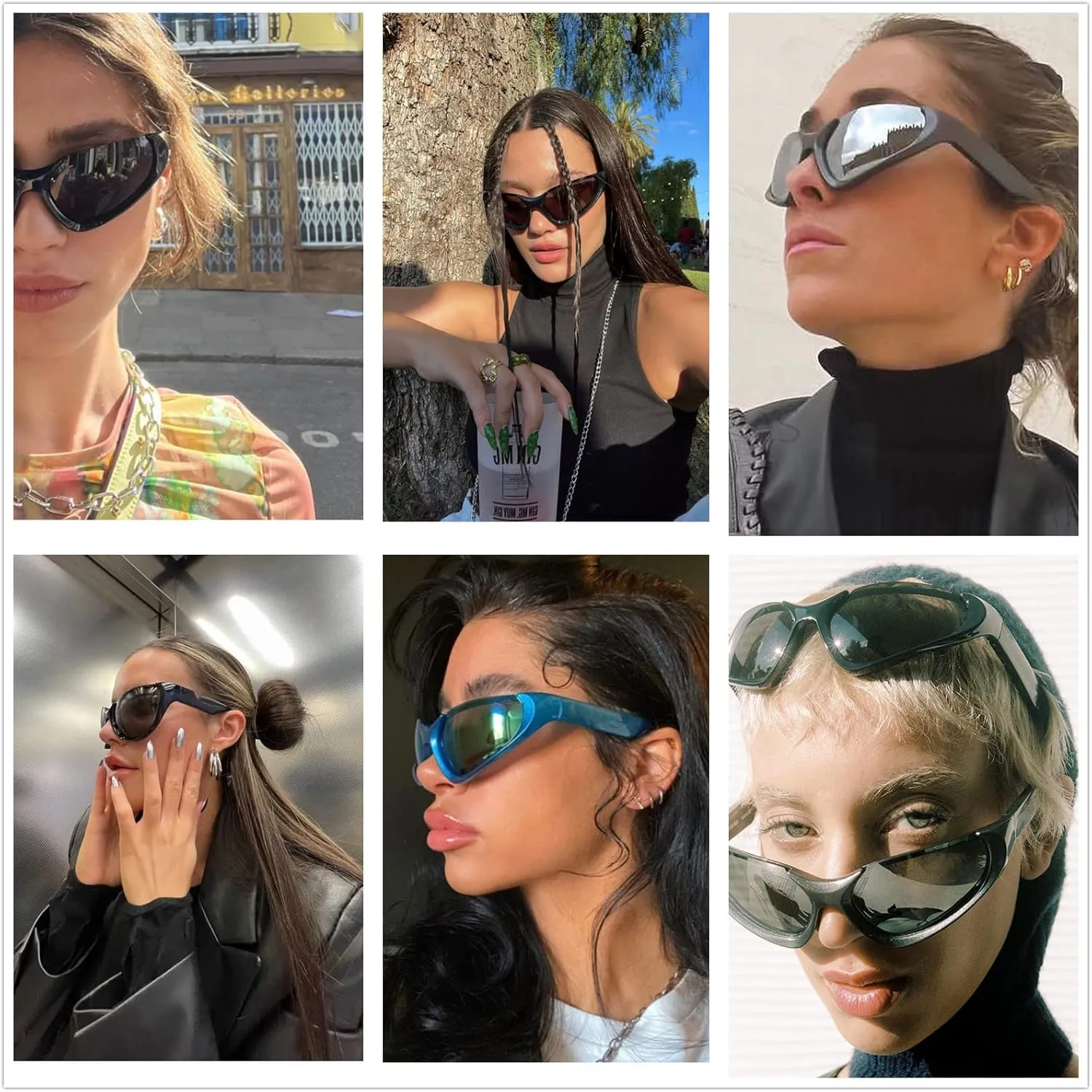 LASPOR Wrap Around Sport Sunglasses for Women Men Sport Shades Glasses Y2K Sunglasses