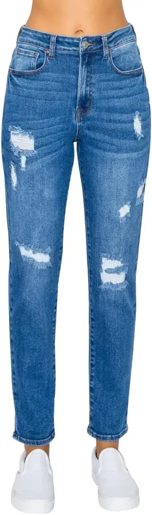 Little Vintage Girls Women's High Rise Oversized Mom Jeans High Waist Boyfriend Baggy Jean