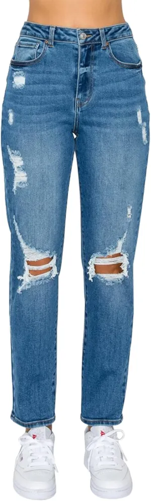 Little Vintage Girls Women's High Rise Oversized Mom Jeans High Waist Boyfriend Baggy Jean