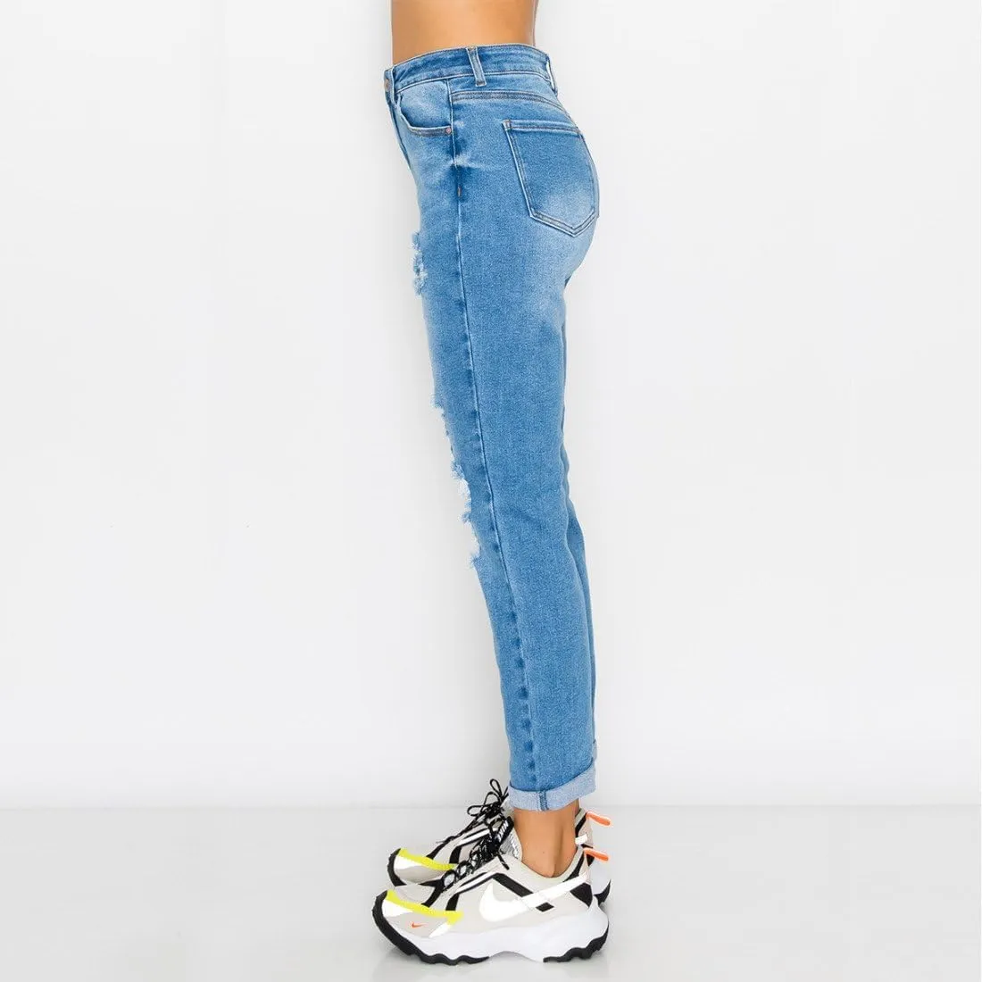 Little Vintage Girls Women's High Rise Oversized Mom Jeans High Waist Boyfriend Baggy Jean