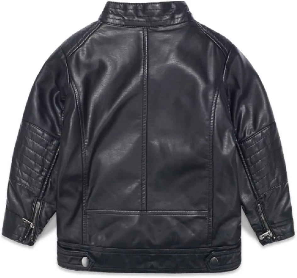 LJYH Boys Leather Jackets New Spring Children Collar Motorcycle Faux Leather Zipper Coats