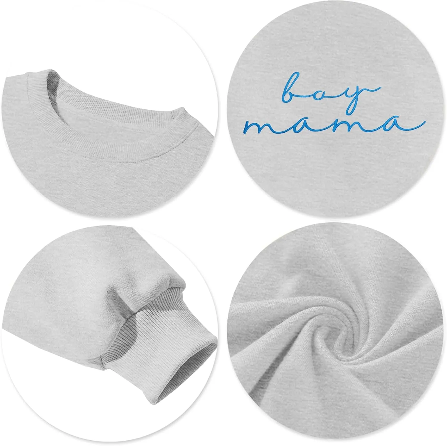 Mama Sweatshirt for Women Boy Mama Embroidered Crewneck Long Sleeve Funny Momma Letter Print Pullover Tops