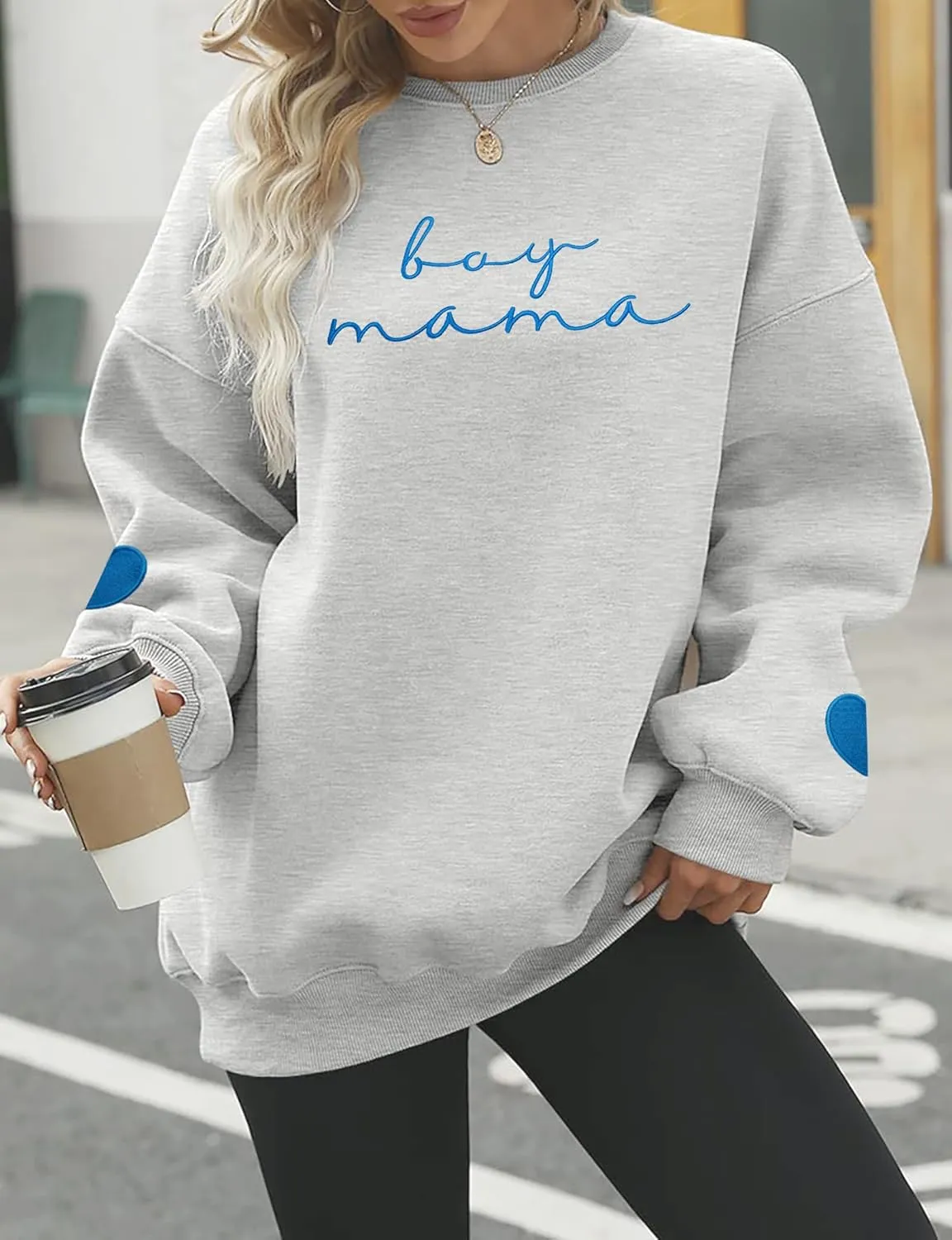 Mama Sweatshirt for Women Boy Mama Embroidered Crewneck Long Sleeve Funny Momma Letter Print Pullover Tops