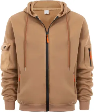 Men Hoodies Lightweight Gym Jackets with Pockets Full Zip Long Sleeve Sweatshirt Sports Hooded Pullover Outerwear