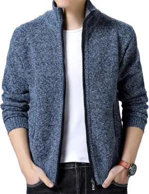 Men Winter Commute Fashion Hooded Zipper Cardigan Sweater Solid Casual Sporty Long Sleeve Knitted Coat
