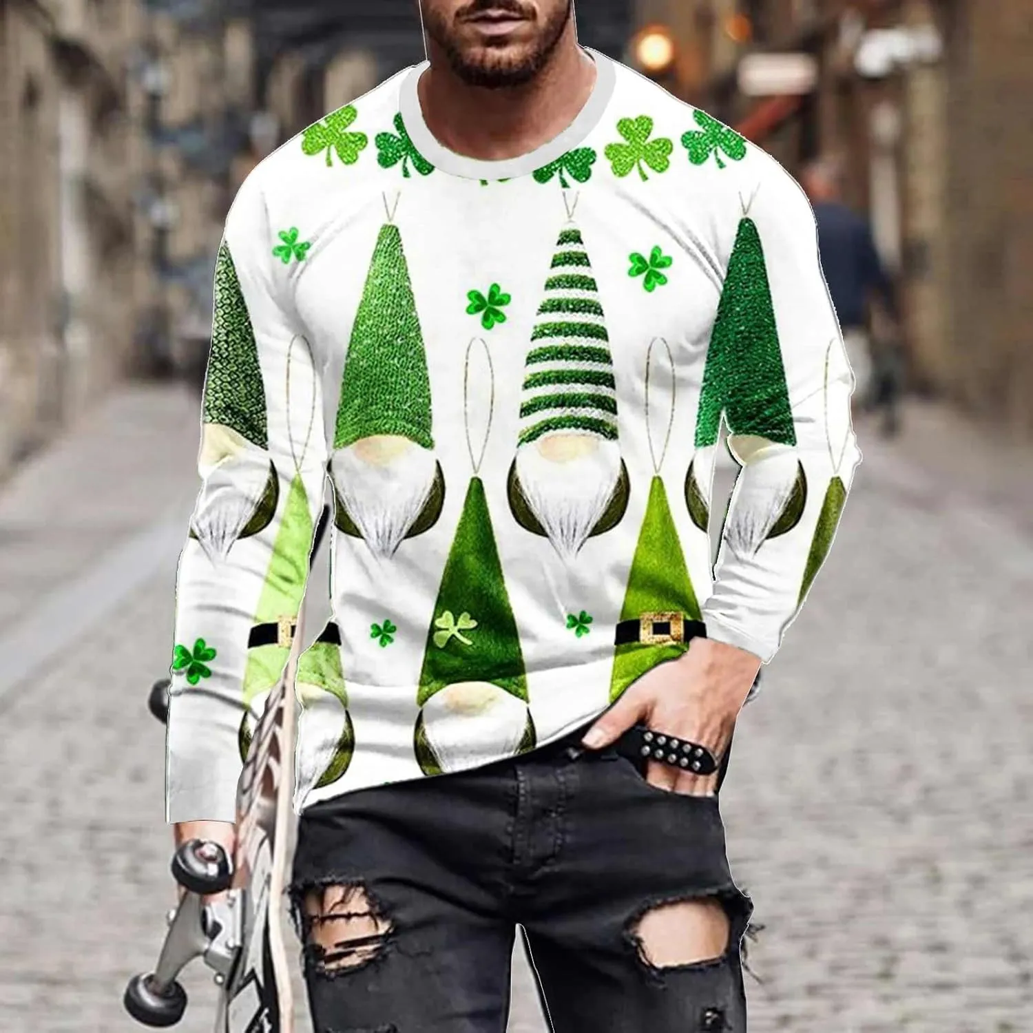 Men's Autumn And Winter Tops Halloween Themed And Thick Long Sleeved Sweater Cool Sweatshirts Halloween Long Sleeve