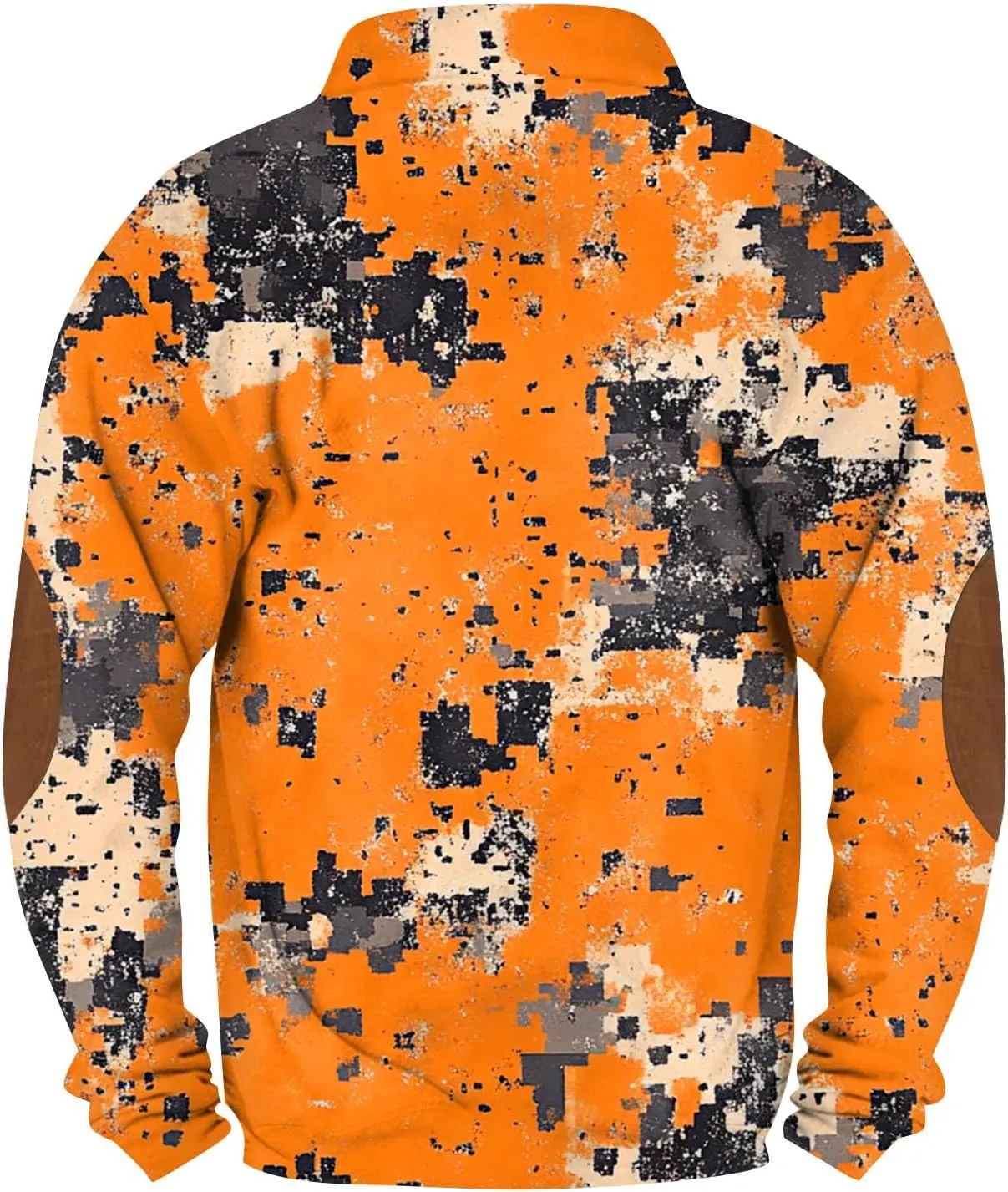 Men's Camo Sweatshirt Hunting Performance Pullover Stand Collar Buckle Camouflage Training Clothes Outdoor Sportswear