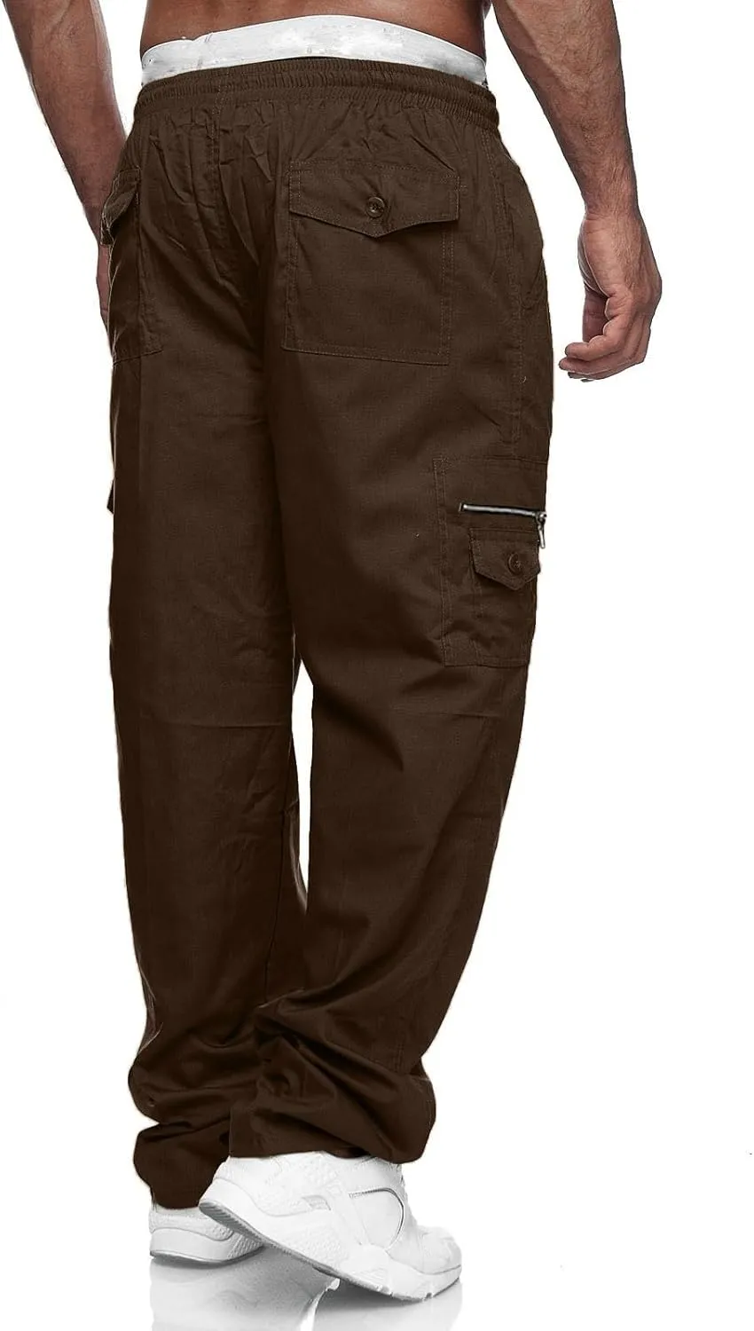 Men's Cargo Pants Casual Outdoor Hiking Pant Lightweight Athletic Drawstring Joggers Sweatpants for Men