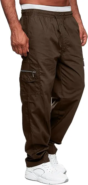 Men's Cargo Pants Casual Outdoor Hiking Pant Lightweight Athletic Drawstring Joggers Sweatpants for Men