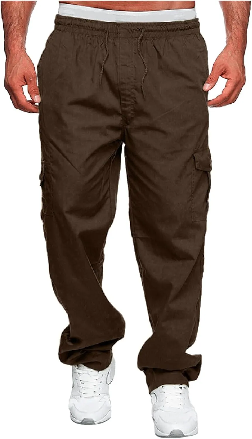 Men's Cargo Pants Casual Outdoor Hiking Pant Lightweight Athletic Drawstring Joggers Sweatpants for Men