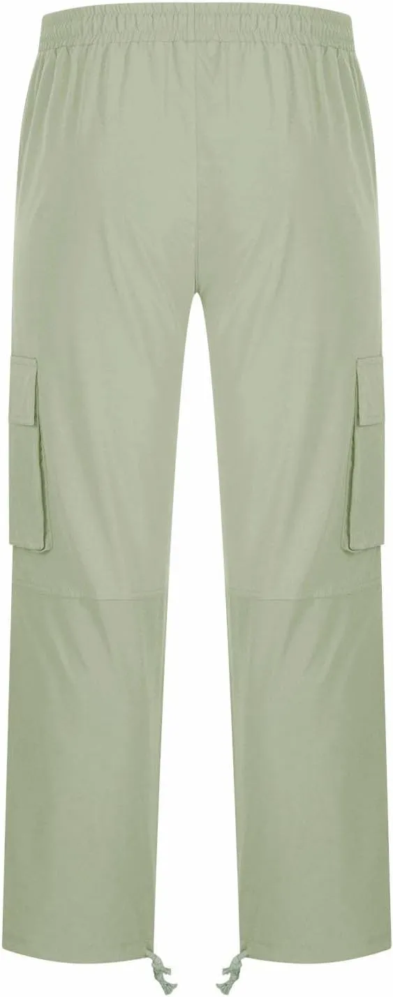 Mens Cargo Pants Stretch Elastic Waist Drawstring Joggers Fashion Casual Hiking Chino Pants with Pockets