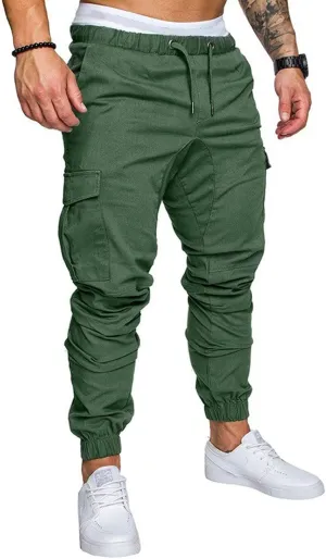 Men's Cargo Pants Tapered Sweatpants with Multi Pockets Drawstring Joggers Outdoor Trousers Sweatpants for Men