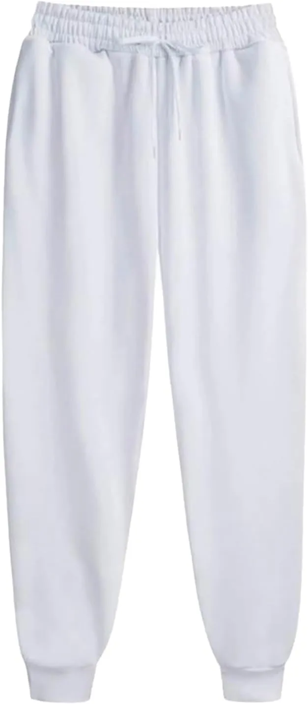 Mens Casual Cotton Sweatpants Baggy Drawstring Joggers Cargo Pants Fall Winter Long Trousers with Pockets
