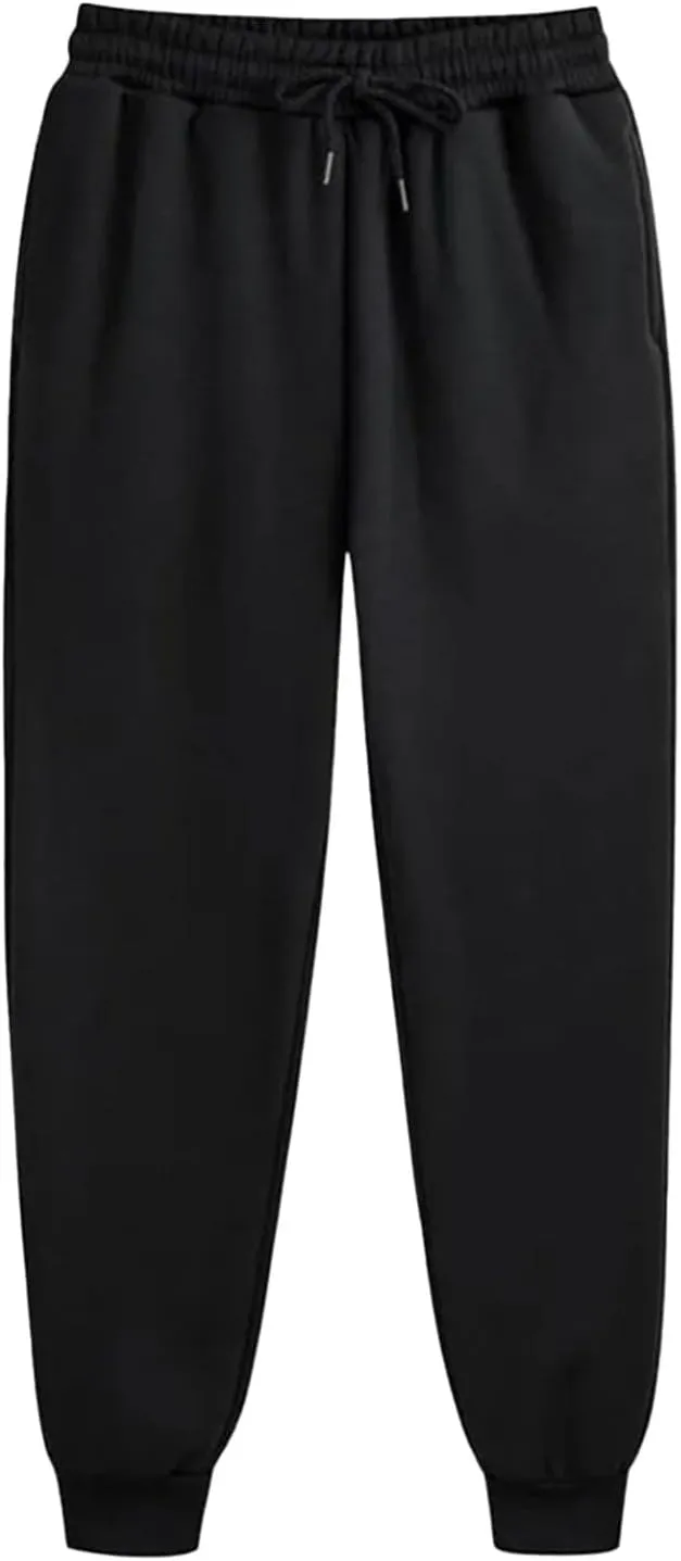 Mens Casual Cotton Sweatpants Baggy Drawstring Joggers Cargo Pants Fall Winter Long Trousers with Pockets