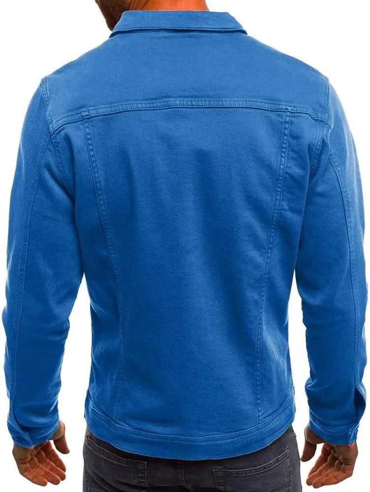 Mens Classic Signature Denim Trucker Jackets Stretch Washed Cotton Unlined Western Cowboy Jean Jacket with Pockets