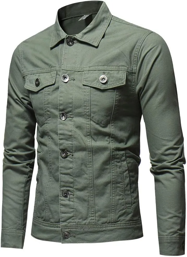 Mens Classic Signature Denim Trucker Jackets Stretch Washed Cotton Unlined Western Cowboy Jean Jacket with Pockets