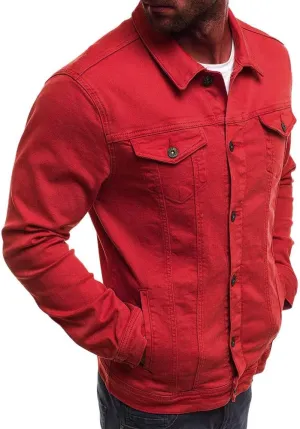 Mens Classic Signature Denim Trucker Jackets Stretch Washed Cotton Unlined Western Cowboy Jean Jacket with Pockets