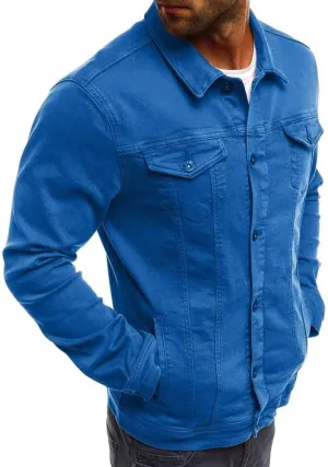 Mens Classic Signature Denim Trucker Jackets Stretch Washed Cotton Unlined Western Cowboy Jean Jacket with Pockets