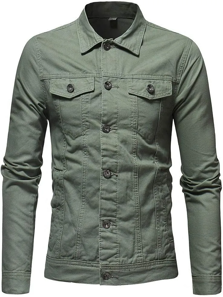 Mens Classic Signature Denim Trucker Jackets Stretch Washed Cotton Unlined Western Cowboy Jean Jacket with Pockets