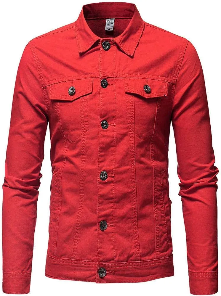 Mens Classic Signature Denim Trucker Jackets Stretch Washed Cotton Unlined Western Cowboy Jean Jacket with Pockets