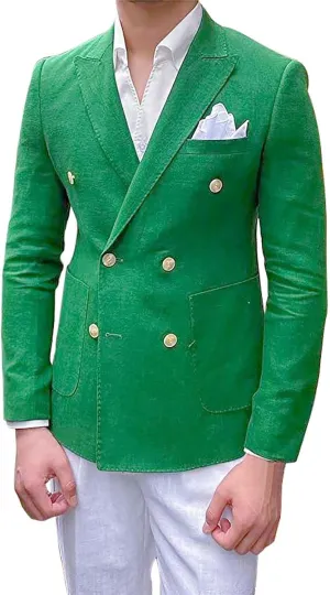 Mens Double Breasted Blazer Casual Jacket Lightweight Slim Fit Sports Coat Formal Business Wedding Dinner Suit Jacket