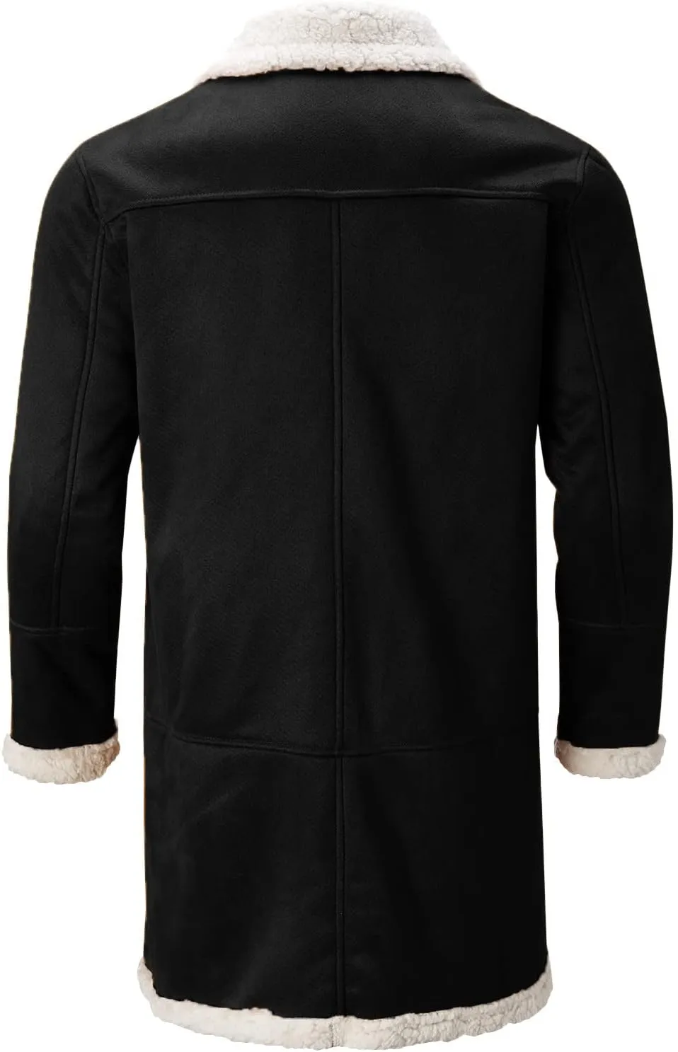 Mens Faux Leather Jacket Cozy Sherpa Fleece Lined Bomber Jackets Winter Coat Heavyweight Suede Faux Fur Trench Coat