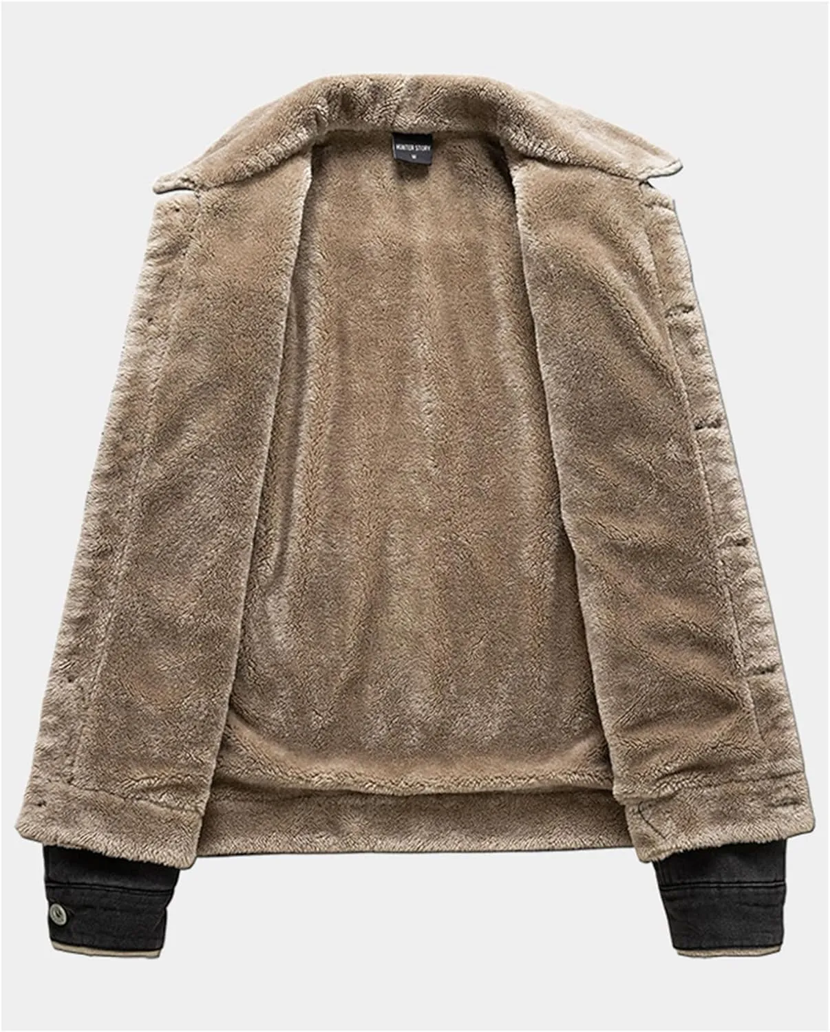 Mens Fleece Jacket Winter Sherpa Fleece Lined Denim Trucker Jackets Button Down Thick Warm Cotton Jean Coat Pockets