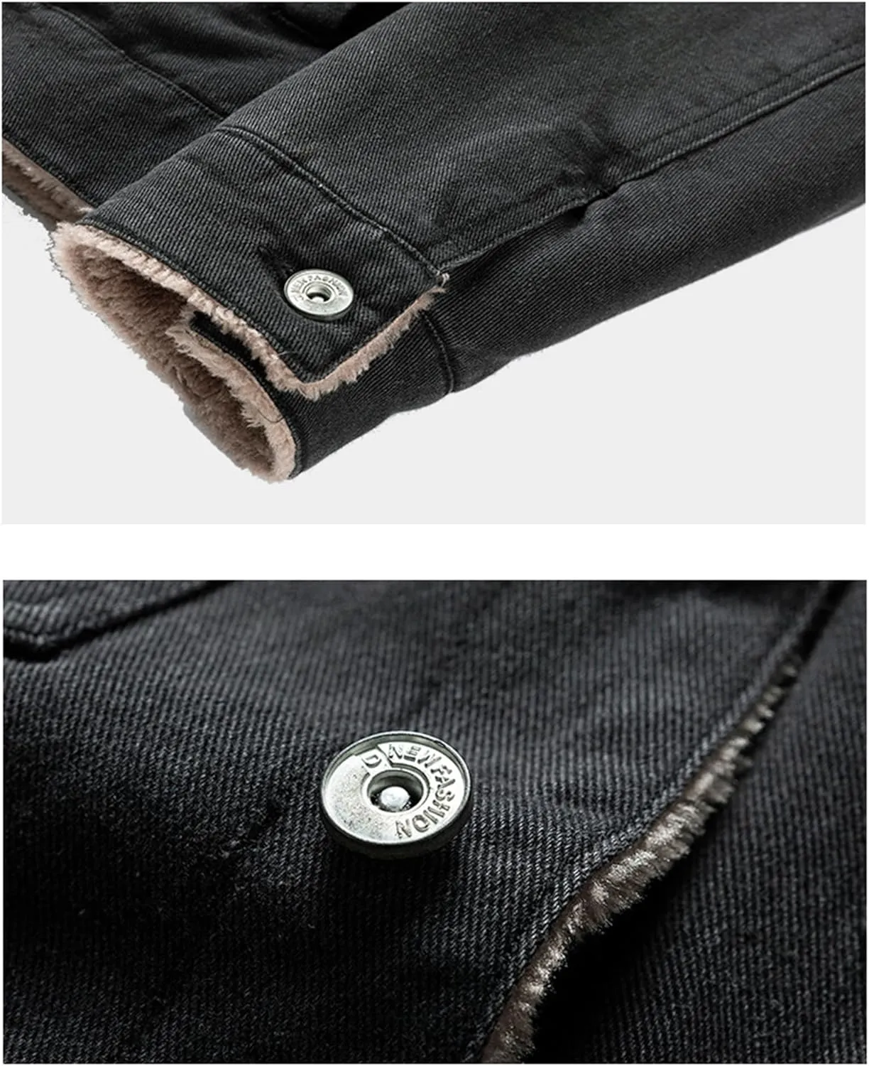 Mens Fleece Jacket Winter Sherpa Fleece Lined Denim Trucker Jackets Button Down Thick Warm Cotton Jean Coat Pockets