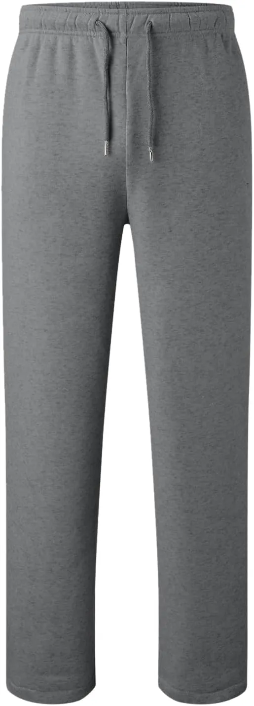 Men's Heavyweight Fleece Cargo Sweatpants Baggy Sweat Pants with Pockets Elastic Waist Drawstring Joggers Trousers