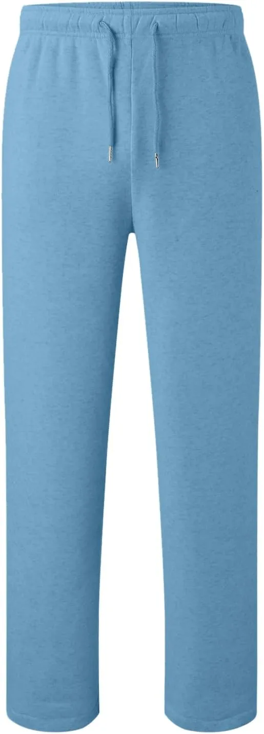 Men's Heavyweight Fleece Cargo Sweatpants Baggy Sweat Pants with Pockets Elastic Waist Drawstring Joggers Trousers