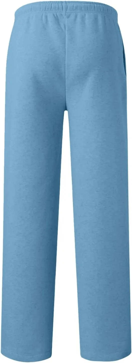 Men's Heavyweight Fleece Cargo Sweatpants Baggy Sweat Pants with Pockets Elastic Waist Drawstring Joggers Trousers