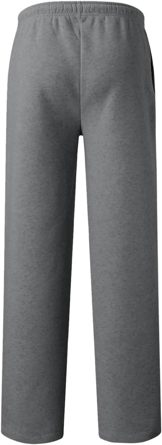 Men's Heavyweight Fleece Cargo Sweatpants Baggy Sweat Pants with Pockets Elastic Waist Drawstring Joggers Trousers