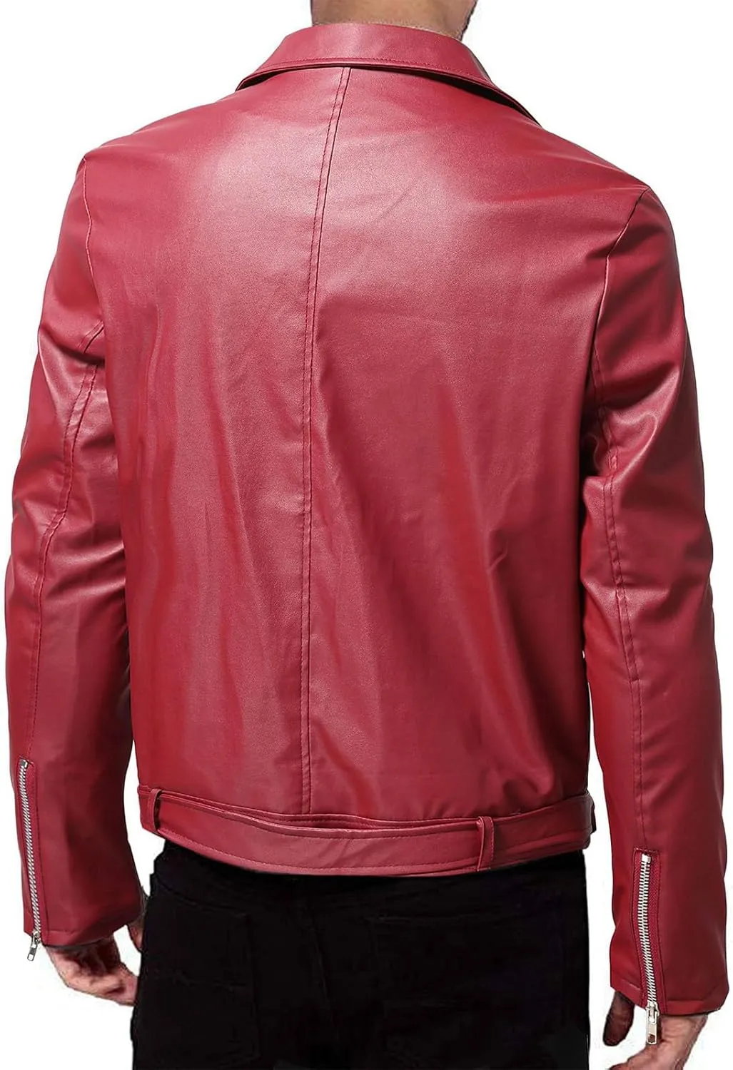 Mens Leather Jacket Black Bomber Jackets Motorcycle Faux Leather Outwear Lightweight Slim Fit Cool Biker Coat