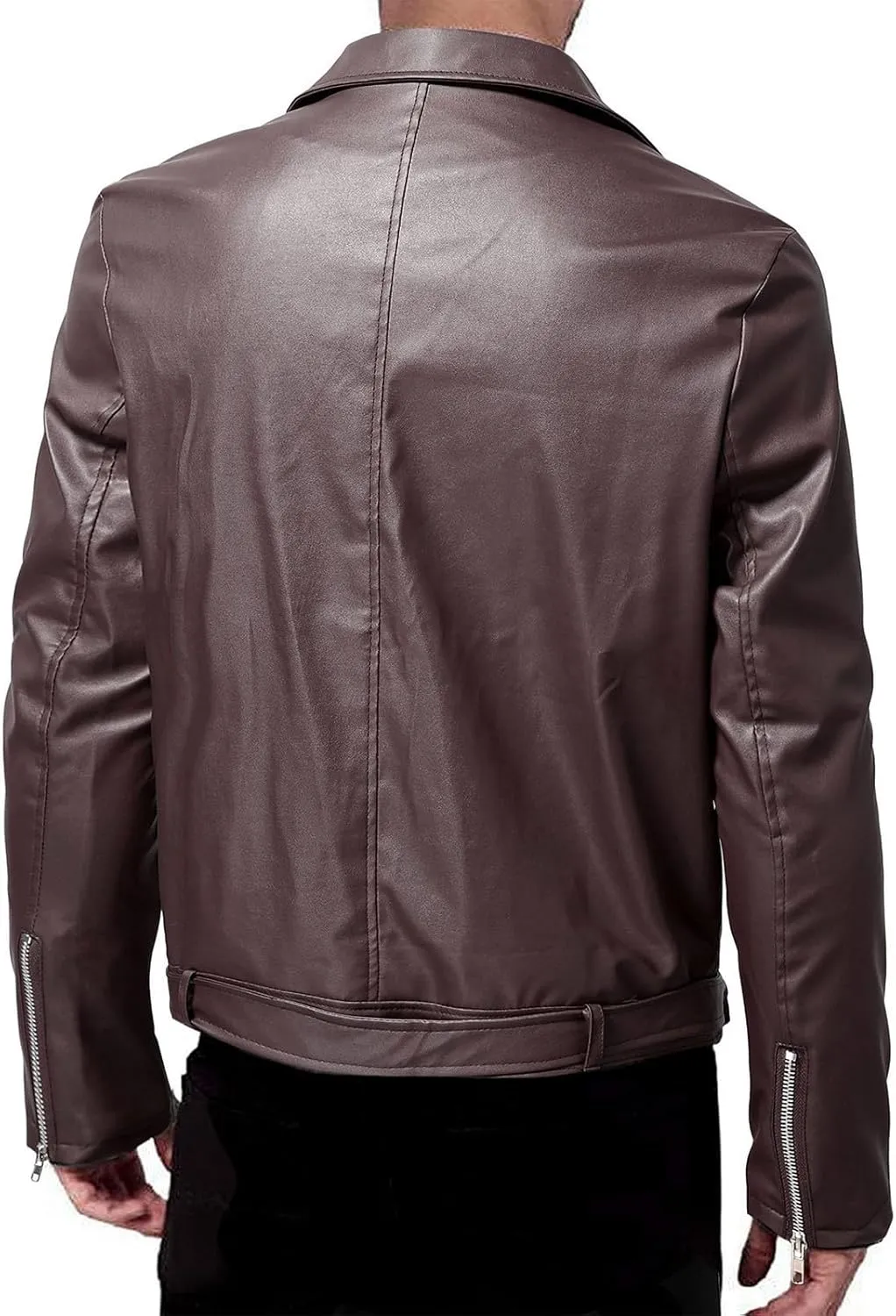 Mens Leather Jacket Black Bomber Jackets Motorcycle Faux Leather Outwear Lightweight Slim Fit Cool Biker Coat