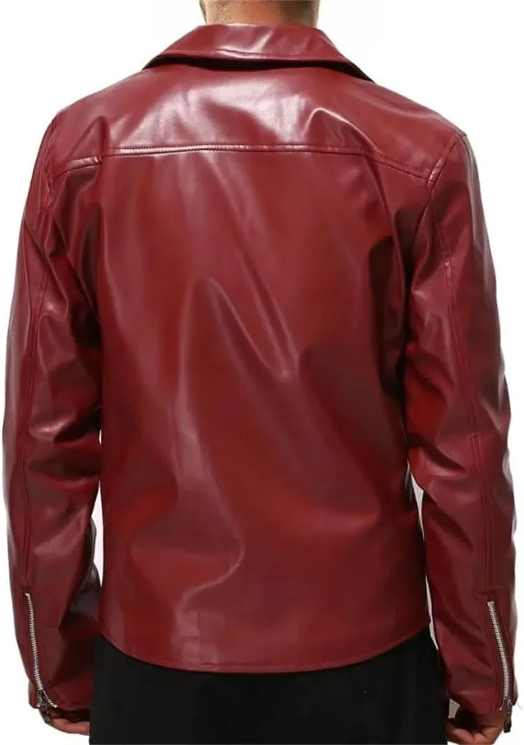 Men's Leather Jackets Zipper Motorcycle Jacket Coat
